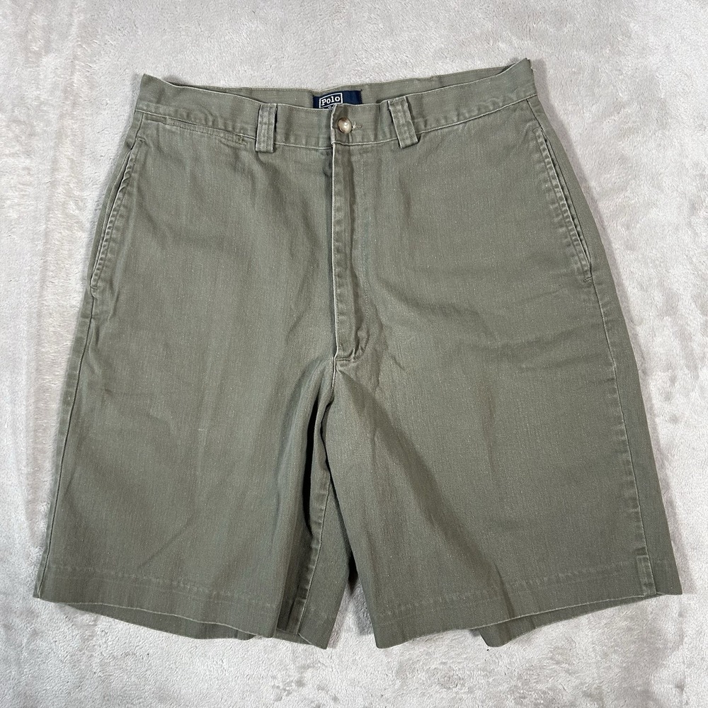 Vintage 90's Polo Ralph Lauren Chino Shorts 9" Mens 31 Army Green Made In USA